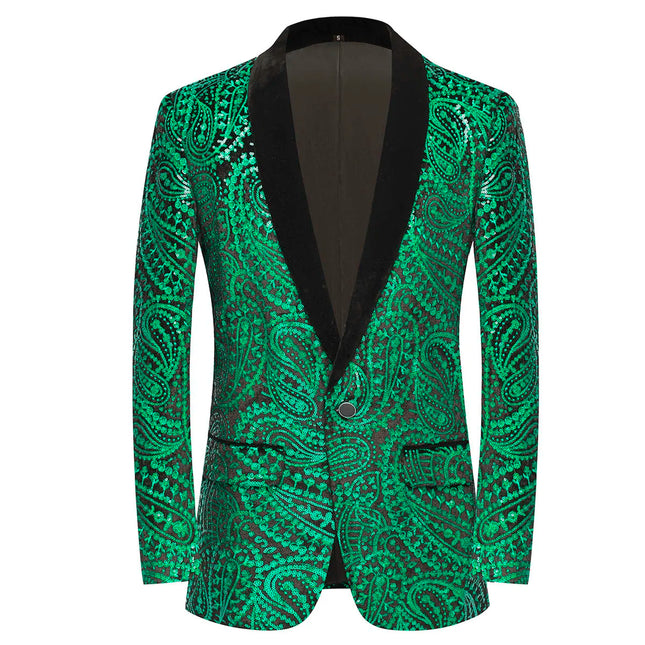 Men's Green Sequin Blazer  #S8236