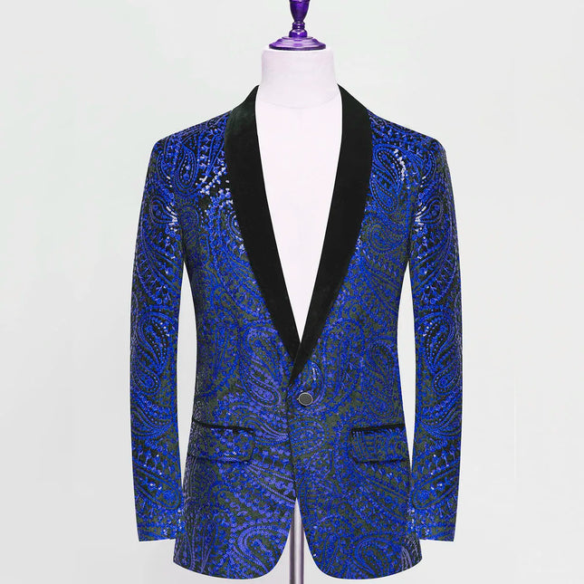 Men's Blue Sequin Blazer  #S8235