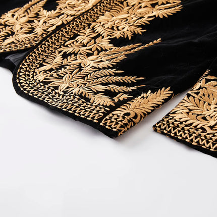 Men's Gold Embroidery Peak Lapel Blazer #S8348 - Blazers | Golden / XS