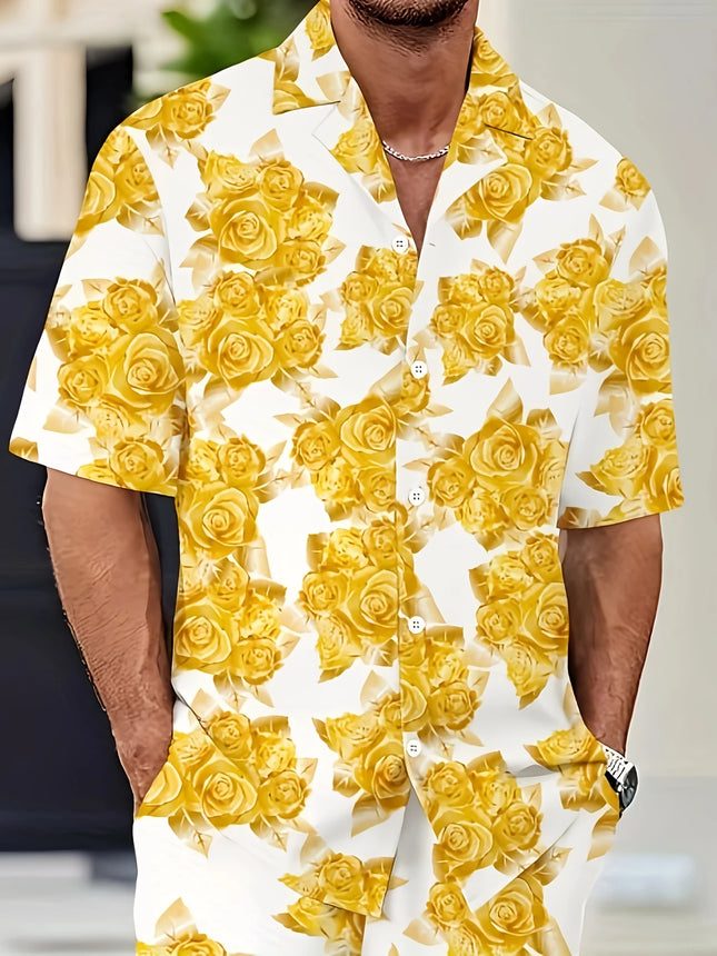 Men's Flower Print Set #25062403 - | Golden / M