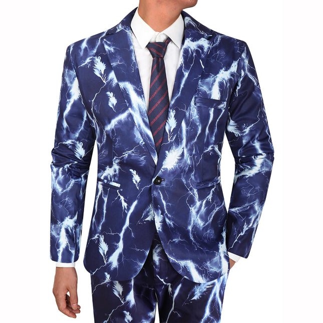 Men's Lightning Print Blazer - Stylish & Comfortable - | Multicolour / M