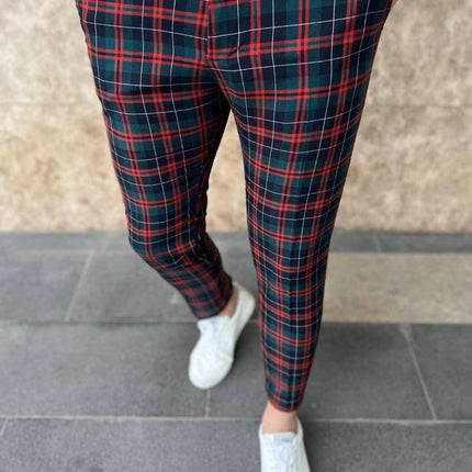 Men’s Check Pants #XK6026 - Pants | Burgundy / S