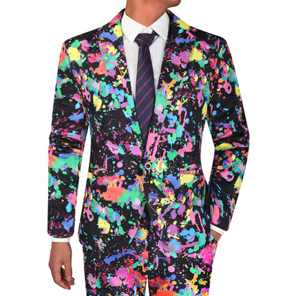 Men's Graffiti Paint Splash Suit Set | Artistic Party Blazer & Pants - Suits | Multicolour / M