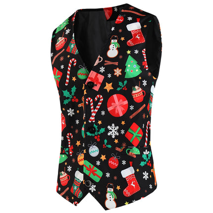 Men's Christmas Printed Vest #MJ655 - Vests | Multicolour / M