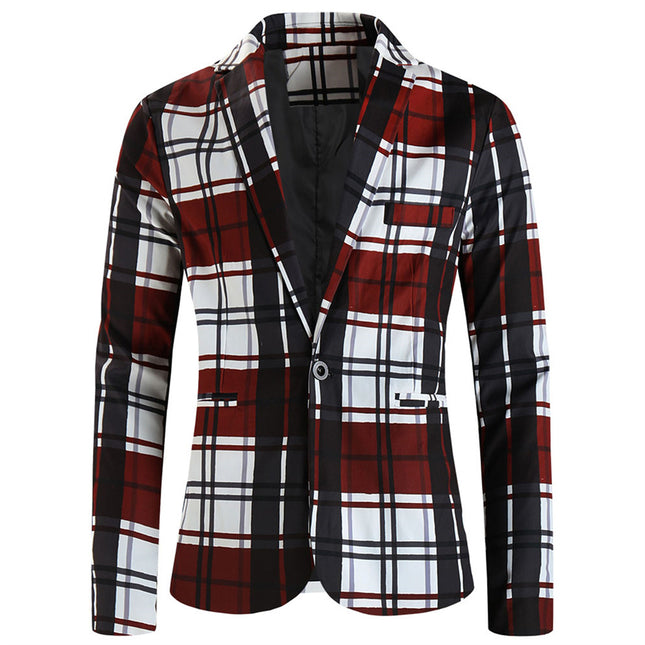 Men's Fashion Plaid Blazer #X6108 - Blazers | Multicolour / M