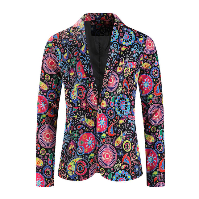 Men's Bold Print Blazer #X1213 - Blazers | Multicolour / M
