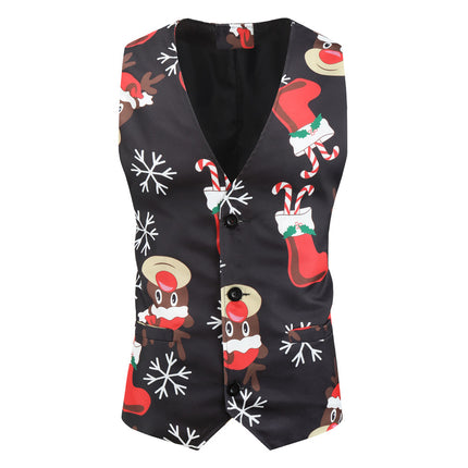 Men's Christmas Print Vest #MJ025 - Vests | Multicolour / M