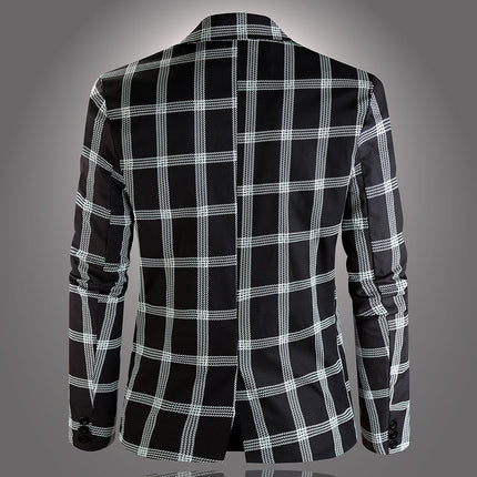 Men's Plaid Blazer - Slim Fit Stylish Checkered Suit Jacket for Parties & Weddings - Blazers | Blue Plaid / M
