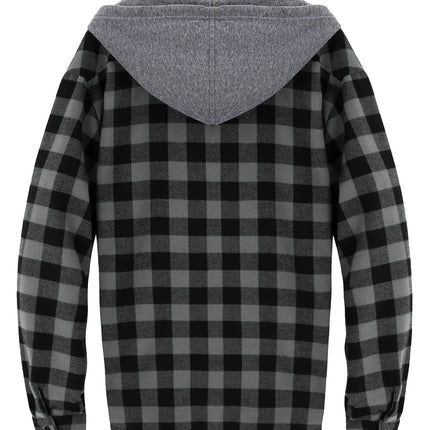 Men's Casual Plaid Hoodie #25701038 - | Black / S