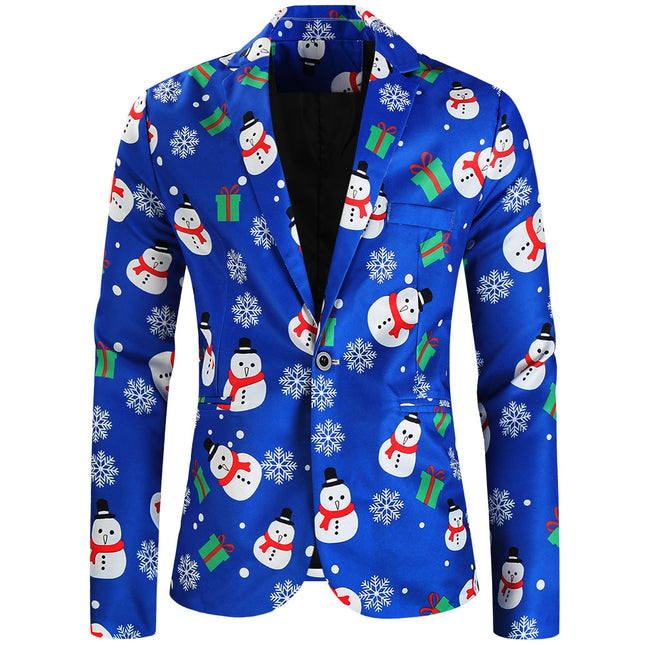 Men's Christmas Print Blazer #X625 - Blazers | Multicolour / M