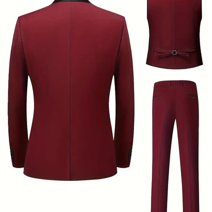 Men's 3pcs Suit #25061131 - Suits | Burgundy / XS
