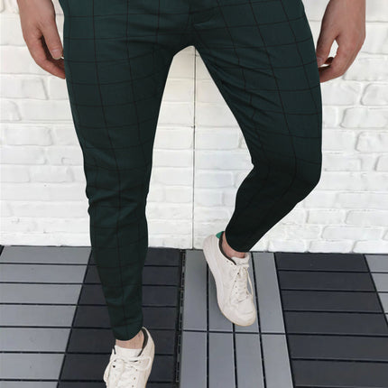 Men's Elegant Plaid Pants #XK6001 - Pants | White / S