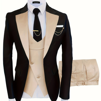 Men's Formal 3 Piece Suit #25060604 - Suits | Beige / XS