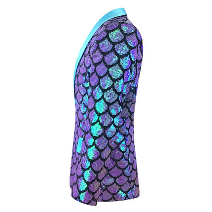 Men's Sequin Gala Velvet Mermaid Scale Tuxedo  #S8401