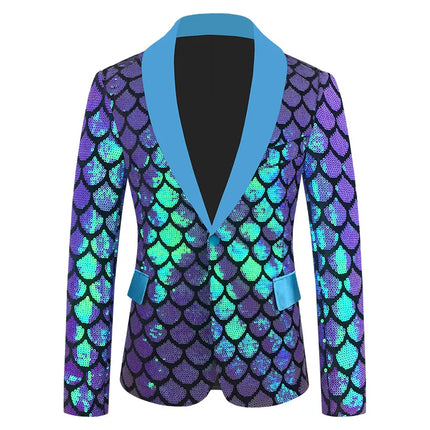 Men's Sequin Gala Velvet Mermaid Scale Tuxedo  #S8401