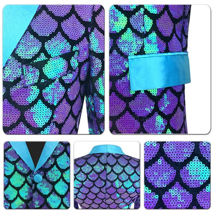 Men's Sequin Gala Velvet Mermaid Scale Tuxedo  #S8401