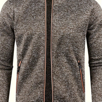 Men's Casual Zipper Cardigan Coat #25060601 - | Coffee Brown / S