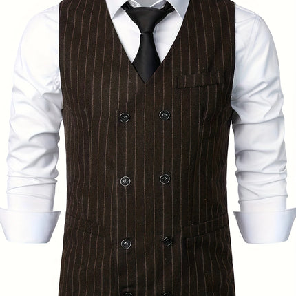 Men's Striped Vest #25060705 - Vests | Coffee Brown / S
