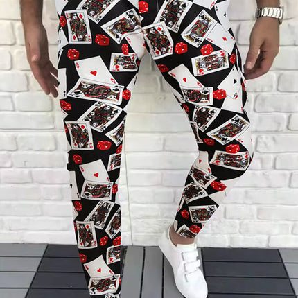 Black Poker Print Trousers - Pants | Multicolor / M