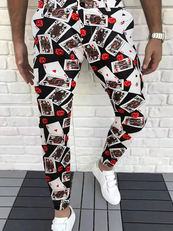 Black Poker Print Trousers