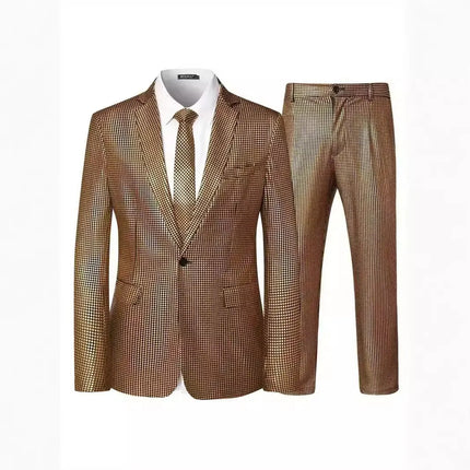 Men's Teal Checked Party Suit  #S8609