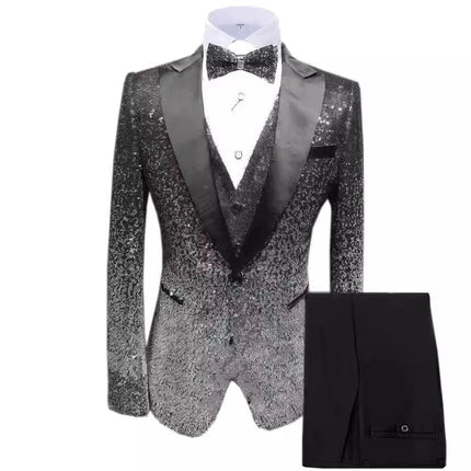 Men's 3 Piece Gradient Sequin Party Suit  #S8600