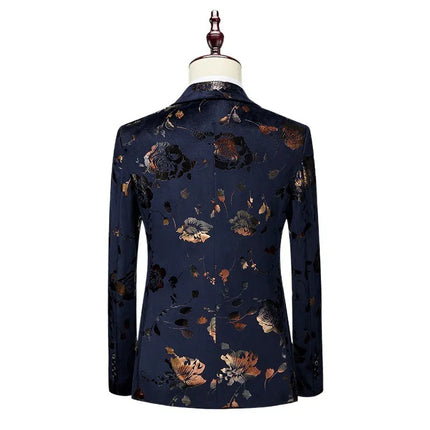 Men's  Black Printed Party Suit  #S8601