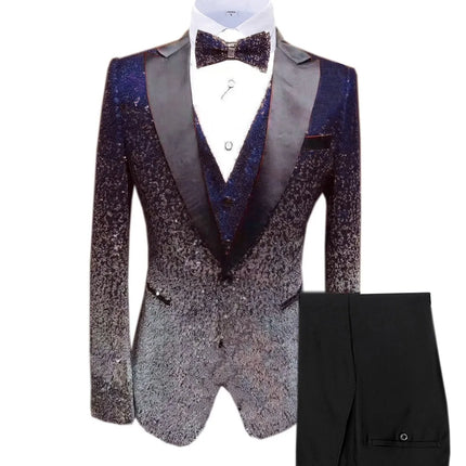 Men's 3 Piece Gradient Sequin Party Suit  #S8600