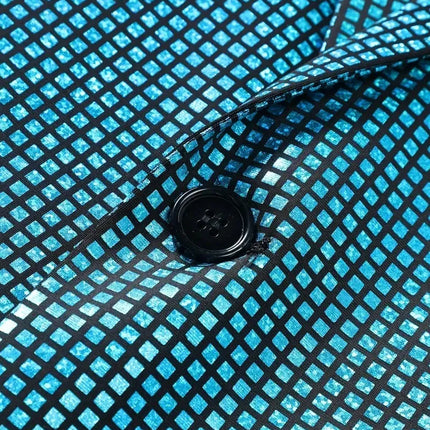 Men's Teal Checked Party Suit  #S8609