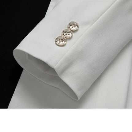 Men's 2 Piece White Contrast Party Suit #S8604 - Suits | Gray / XS