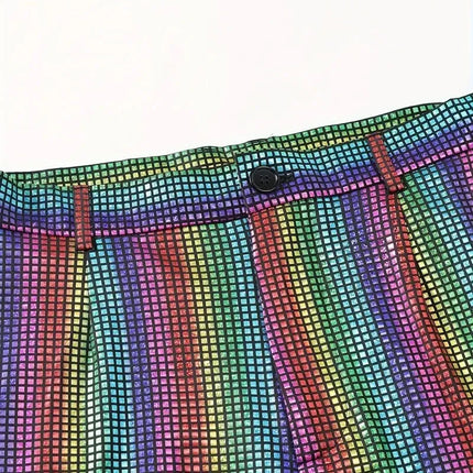 Men's Teal Checked Party Suit  #S8609