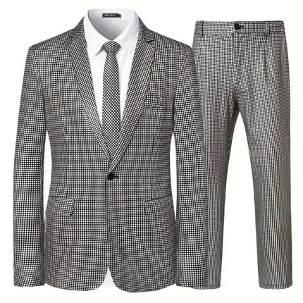 Men's Teal Checked Party Suit  #S8609