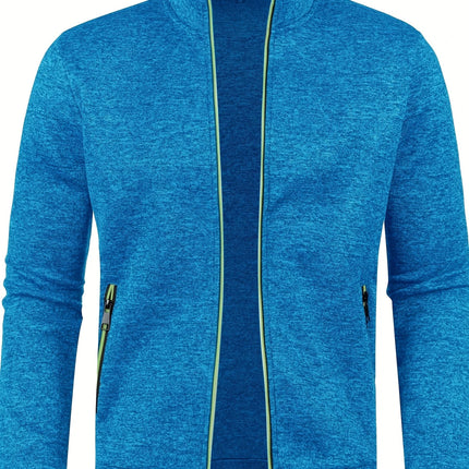 Men's Casual Zipper Cardigan Coat #25060601 - | Deep Sky Blue / S