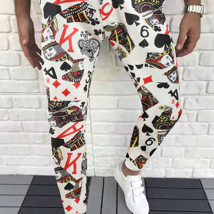 Poker Print Fashion Trousers - Pants | Multicolor / M
