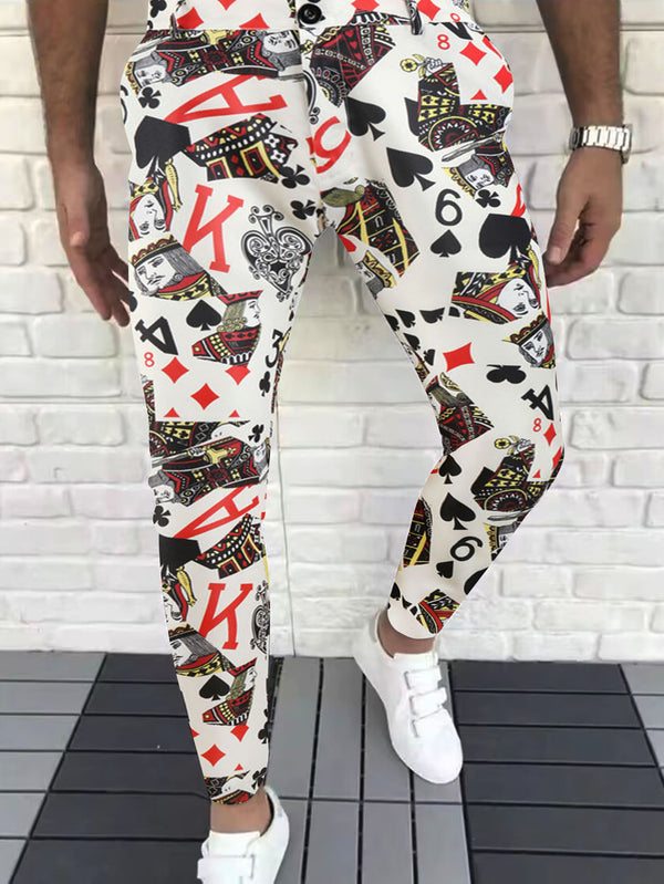 Poker Print Fashion Trousers