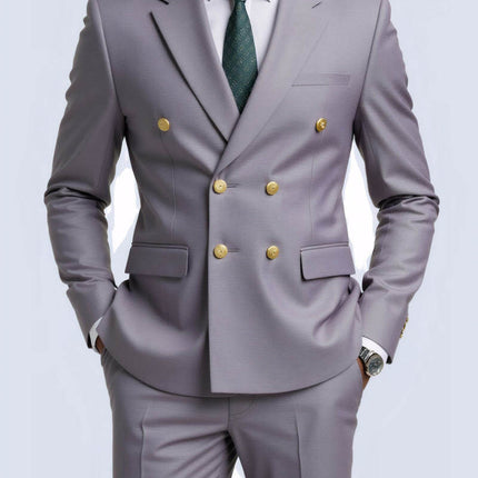 Men's 2pcs Suit #310 - | Light Gray / XXS