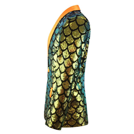 Men's Sequin Gala Velvet Mermaid Scale Tuxedo  #S8401