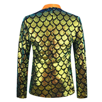 Men's Sequin Gala Velvet Mermaid Scale Tuxedo  #S8401