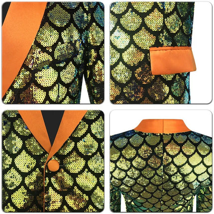 Men's Sequin Gala Velvet Mermaid Scale Tuxedo  #S8401