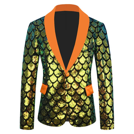Men's Sequin Gala Velvet Mermaid Scale Tuxedo  #S8401