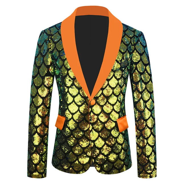 Men's Sequin Gala Velvet Mermaid Scale Tuxedo  #S8401