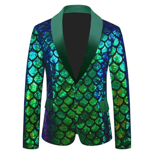 Men's Sequin Gala Velvet Mermaid Scale Tuxedo  #S8401