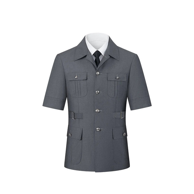Men's Grey Multi-pocket Short-sleeved Suit  #S8639