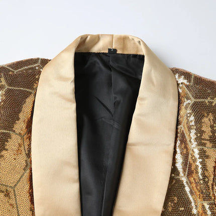 Men's Golden Honeycomb Tuxedo #S8590 - Blazers | Golden / XS