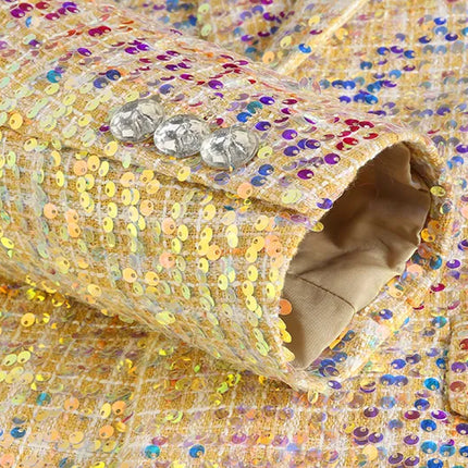 Men's Aurora Sequin Suit #S8527 - Suits | Golden / XS