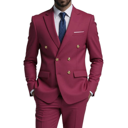 Men's 2pcs Suit #310 - | Wine / XXS