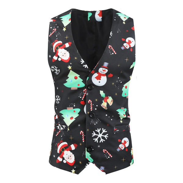 Men's Christmas Printed Vest Suit #2TZMK24