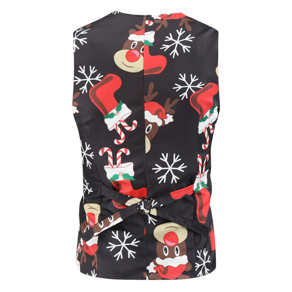Men's Elk Print Vest Suit #2TZMK25