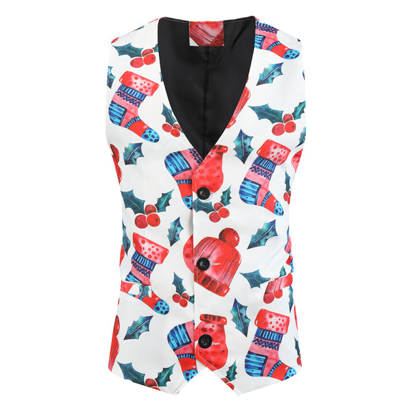 Men's Christmas Printed Vest Suit #2TZMK30