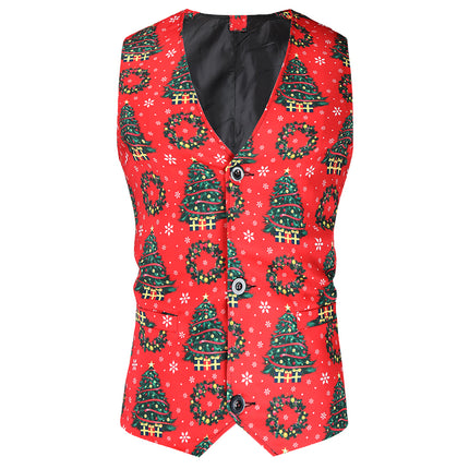 Men's Printed Three Piece Suit #3TZMK35 - Suits | Red / M